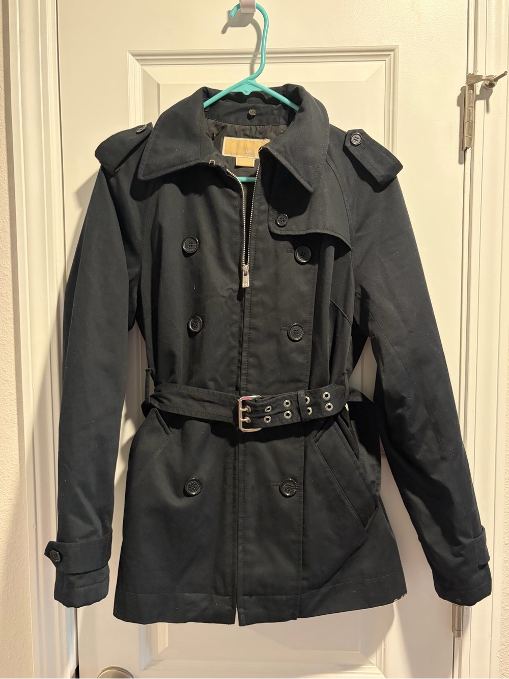 Michael Kors Black Double-Breasted Trench Jacket with Belt